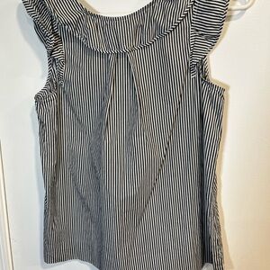 J. Crew Navy and White Pinstripe Blouse